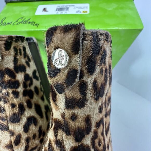 New Sam Edelman Bootie Size 8.5 Brown Leopard Calf Hair Chelsea Heels Boots - Picture 10 of 12